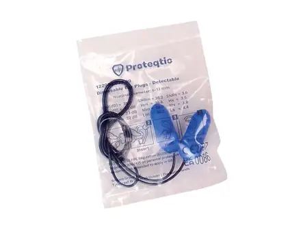 Bouchons d'oreille Proteqtio PTD30 en forme de T, détectables avec cordon, bleus