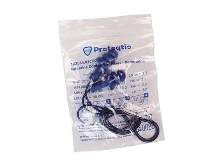 Bouchons d'oreille Proteqtio PTD20 à 3 lamelles détectables avec cordon bleu