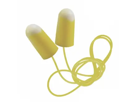 Bouchons d'oreilles Proteqtio PT10 en mousse à mémoire de forme PU avec cordon, jaune et blanc