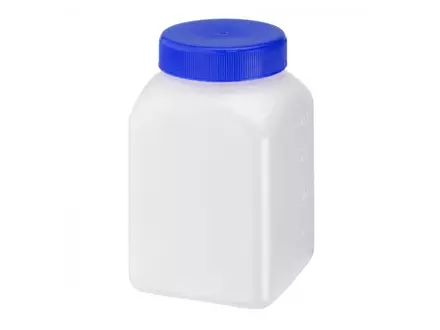 Monsterpot vierkant schroefdop steriel HDPE 76x76x120 mm DIN60 500 ml blauw