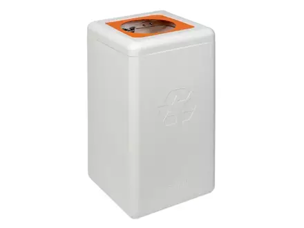 BrickBin waste bin with round 20 cm opening plastic 65 liters white/orange