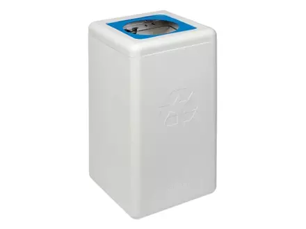 BrickBin waste bin with round 20 cm opening for paper, 65 liters, white/blue