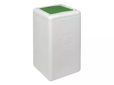 Poubelle BrickBin avec couvercle à charnière, déchets organiques, 65 litres, blanche/verte
