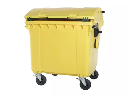 Kunststof afvalcontainer 1100 liter ronde deksel met vier wielen