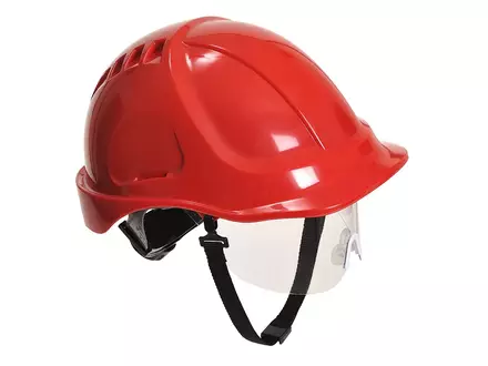 Portwest PW54 safety helmet with visor 6-point adjustment red