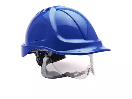 Casque de sécurité Portwest PW55 avec visière réglable en 6 points, bleuet
