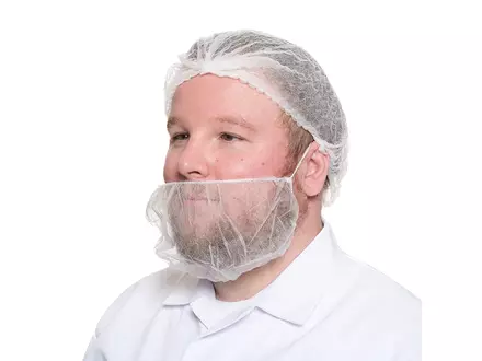Hycare disposable beard mask fully detectable non-woven polypropylene white