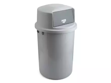 Kunststof afvalbak met klapdeksel Ø580x980 mm 126 liter grijs