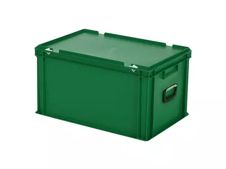 Boîte empilable avec couvercle et poignée de valise Euronorm 600 x 400 x 335 mm 64 litres verte