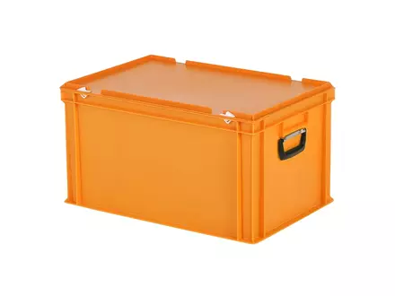 Boîte empilable avec couvercle et poignée de valise Euronorm 600 x 400 x 335 mm 64 litres