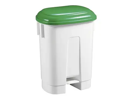 Plastic pedal bin 60 l white/green