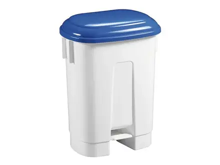 Plastic pedal bin 60 l white/blue