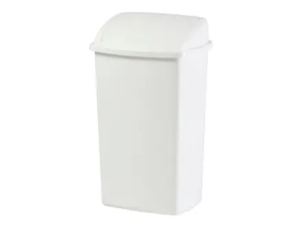Waste bin with swing lid, plastic, 50 l, white