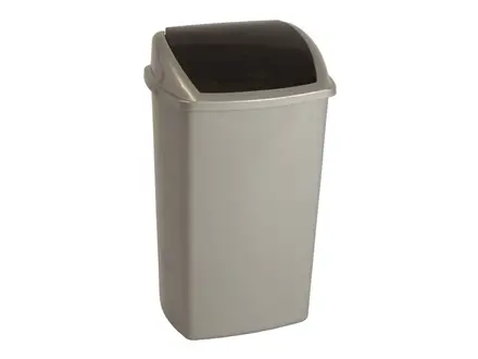 Waste bin with swing lid, plastic, 50 l, grey