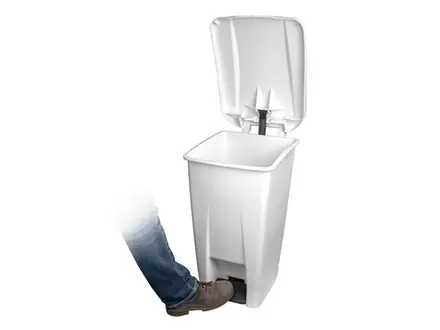 Plastic pedal bin 60 liters white