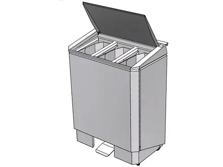 Afvalbak RVS voor afvalscheiding met 3x60 liter bak
