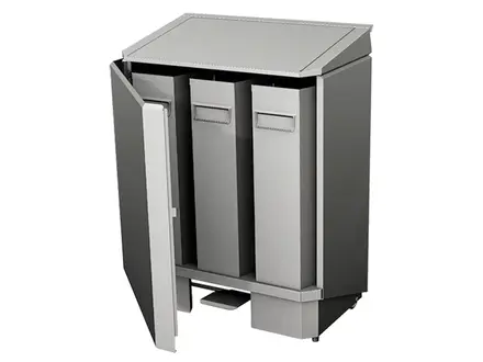 Afvalbak RVS voor afvalscheiding met 3x60 liter bak