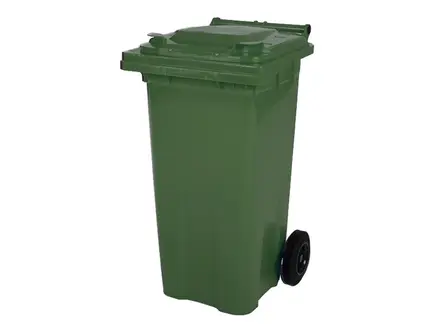 Conteneur à déchets plastiques de 120 litres à deux roues, vert