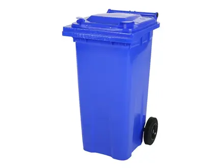 Conteneur à déchets plastiques 120 litres à deux roues bleu