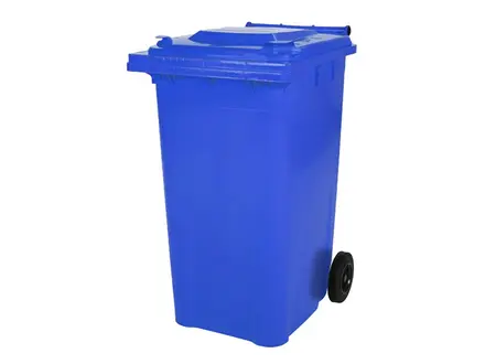 Plastic waste container 240 liters with two wheels blue