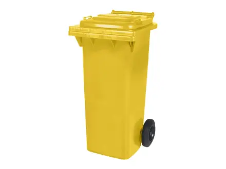 Plastic waste container 80 liters with two wheels yellow