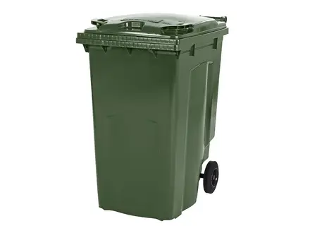 Plastic waste container 340 liters with two wheels green