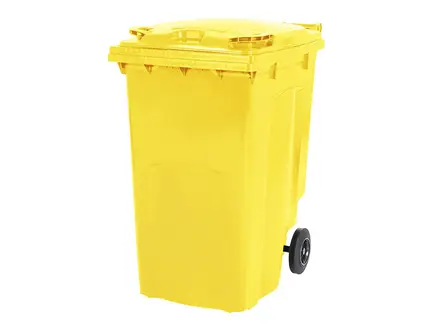 Conteneur à déchets plastiques 340 litres à deux roues jaune