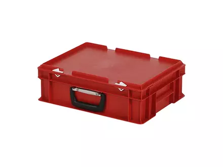 Stacking container with lid suitcase handle 400x300x133 mm 11 l red