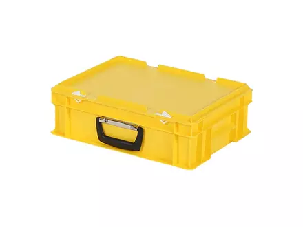Stacking box with lid, case handle 400x300x133 mm, 11 l yellow