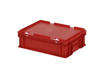 Stapelbak met deksel Euronorm 400x300x133 mm 11 l rood