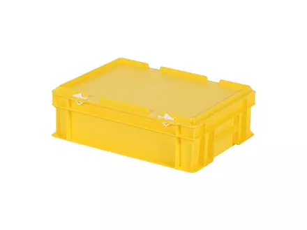 Stapelbak met deksel Euronorm 400x300x133 mm 11 l geel