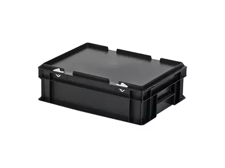 Conteneur empilable avec couvercle Euronorm 400 x 300 x 133 mm 11 l noir