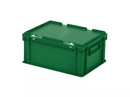 Stacking container with lid Euronorm 400x300x190 mm 16 l green