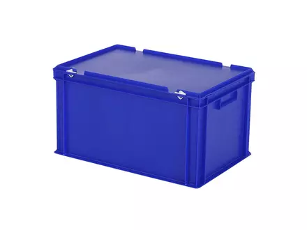 Stapelbak met deksel Euronorm 600x400x335 mm 64 l blauw