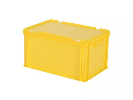 Stapelbak met deksel Euronorm 600x400x335 mm 64 l geel