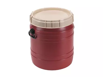 Super wijdmondvat HDPE ø410x495 mm 55 liter bruin met beige deksel