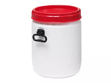 Fût extra large en PEHD ø338x449 mm 34 litres blanc avec couvercle rouge