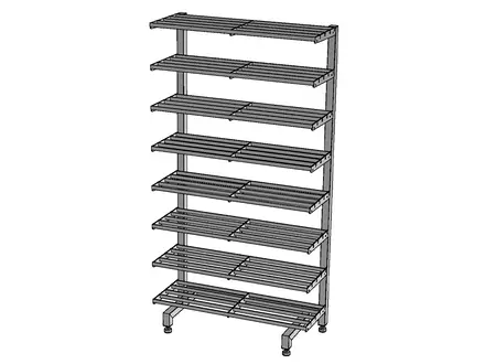 Schoenenrek vloerstaand 8 etages RVS 900x400x1710 mm