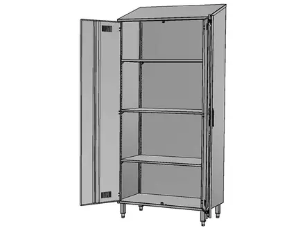 Armoire en acier inoxydable, 2 portes, 3 étagères, 950 x 500 x 1950/2148 mm