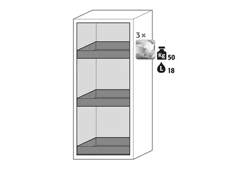 Armoire chimique CF.140.060R 600 x 500 x 1400 mm gris/jaune