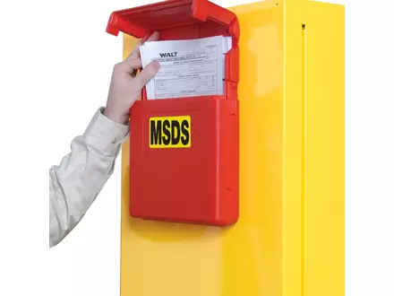 Justrite S23303 document storage box medium flip-top opening red
