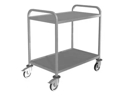Chariot de service en acier inoxydable à 2 étagères