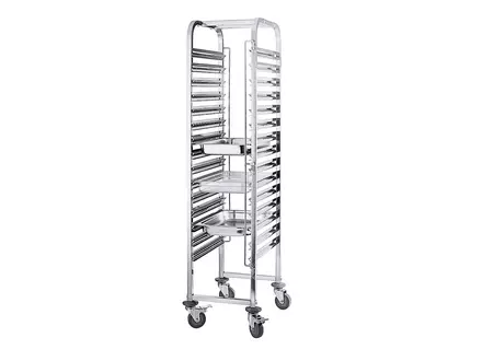 Chariot gastronorme en acier inoxydable pour 15 plateaux 1/1 de 65 mm