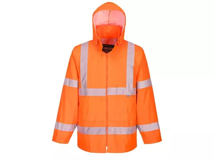 Veste imperméable à capuche Portwest H440 haute visibilité orange fluo, taille XS