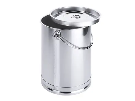 Emmer recht met bodemring en deksel RVS 18/10 8 liter