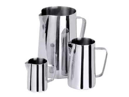 Straight pouring beaker with narrow spout, 18/10 stainless steel, 5 liters