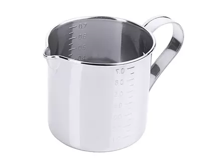 Measuring cup with graduations and pouring spout, 18/10 stainless steel