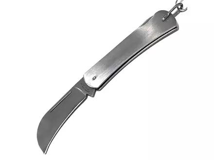 Couteau de poche en acier inoxydable avec anneau de suspension/cordon, lame incurvée de 65 mm