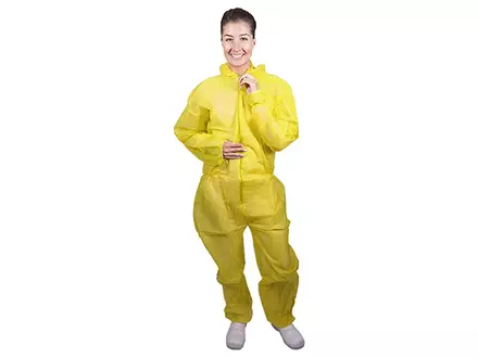 Hycare disposable coverall hood and zipper non-woven polypropylene yellow size 2XL