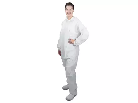 Disposable overall klittenband en capuchon non-woven polypropyleen wit maat 3XL